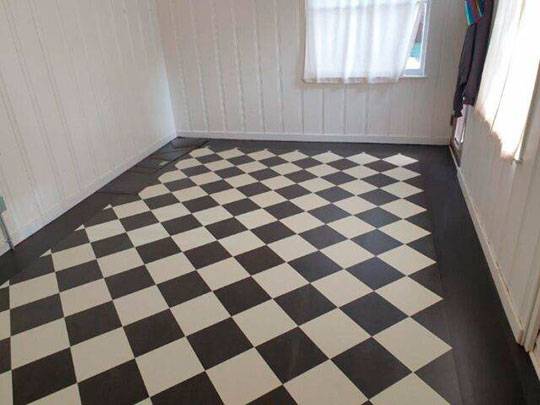 black white checkerboard marmoleum flooring san jose kitchen nook