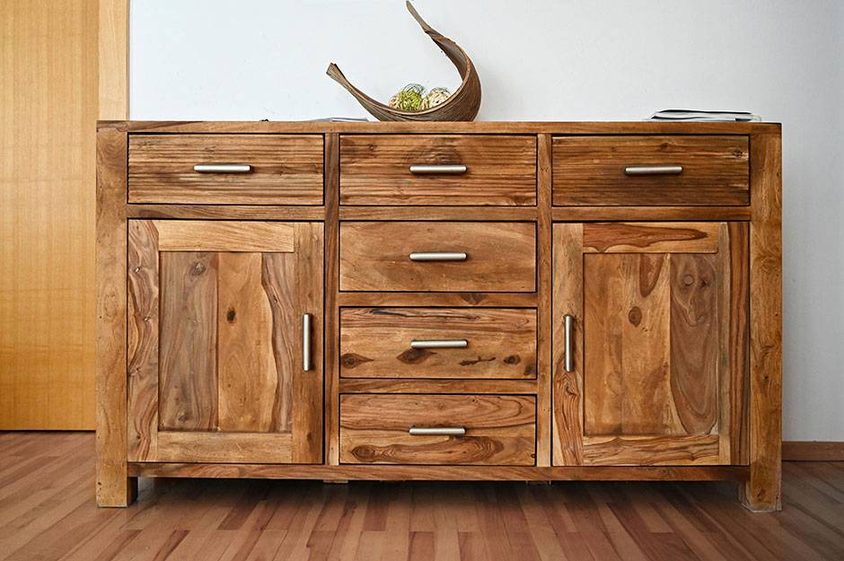 wooden storage cabinet with drawers